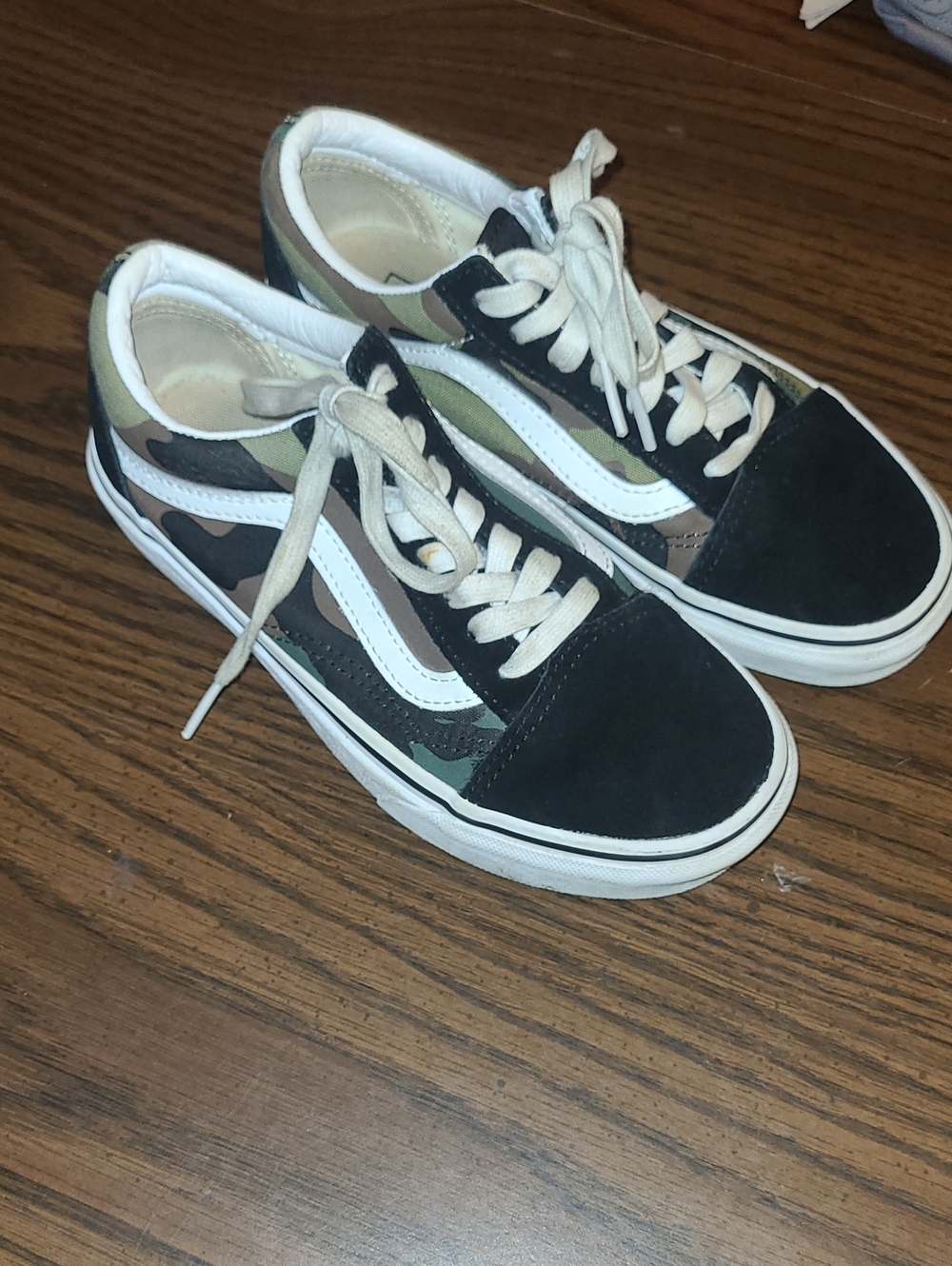 Vans Camo Low Top Sneakers - Black/White/Green/Brown Size Womens 5